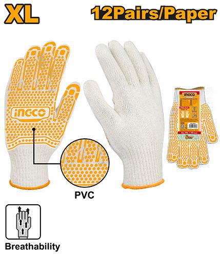 قفازات قطنية محبوكة بنقاط PVC HGVK05