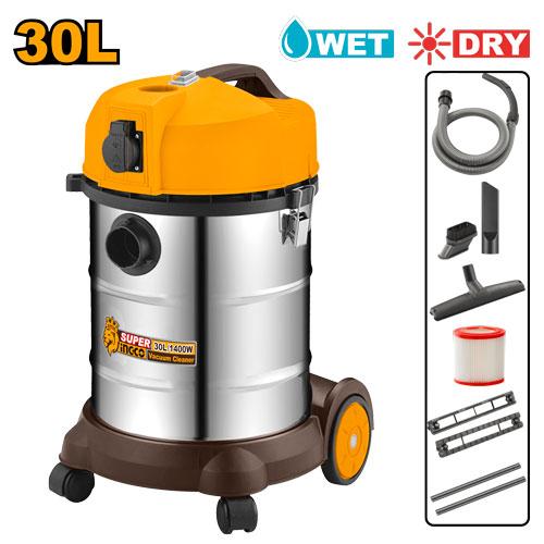 Aspirateur Professionnel Eau et Poussiere 1400W 30 Litres INGCO pour Chantier et Atelier