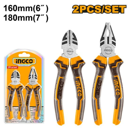 INGCO JEU DE 2 PINCES UNIVERSELLE 180MM ET COUPANTE 160MM [HKPS08216]