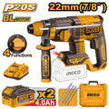 Marteau perforateur SDS Plus Brushless 20V 22 mm + 2 batteries 4Ah INGCO – CRHLI212282 – INGCO Maroc
