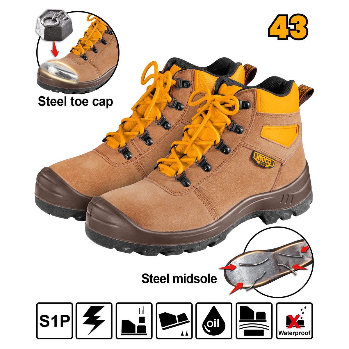 INGCO CHAUSSURES DE SECURITE S1P TAILLE 43 [SSH02S1P.43] – INGCO Maroc