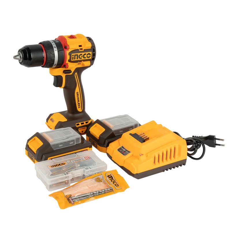 Perceuse-visseuse à percussion Brushless 20V 55Nm + 2 batteries + 47 accessoires INGCO – CIDLI20558 – INGCO Maroc – vue 2