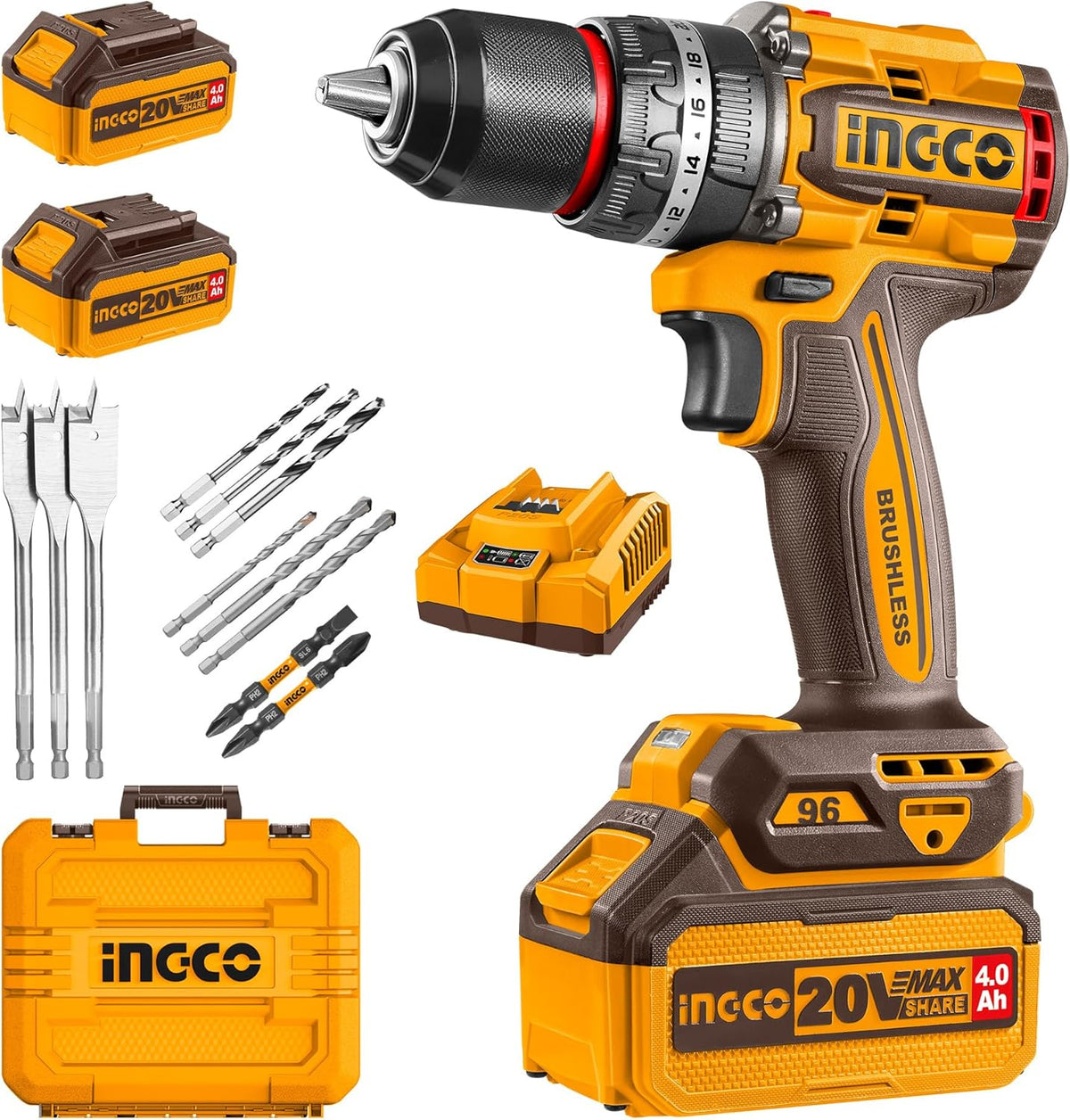 Perceuse-visseuse à percussion Brushless 20V 96Nm INGCO – CIDLI20968 – INGCO Maroc