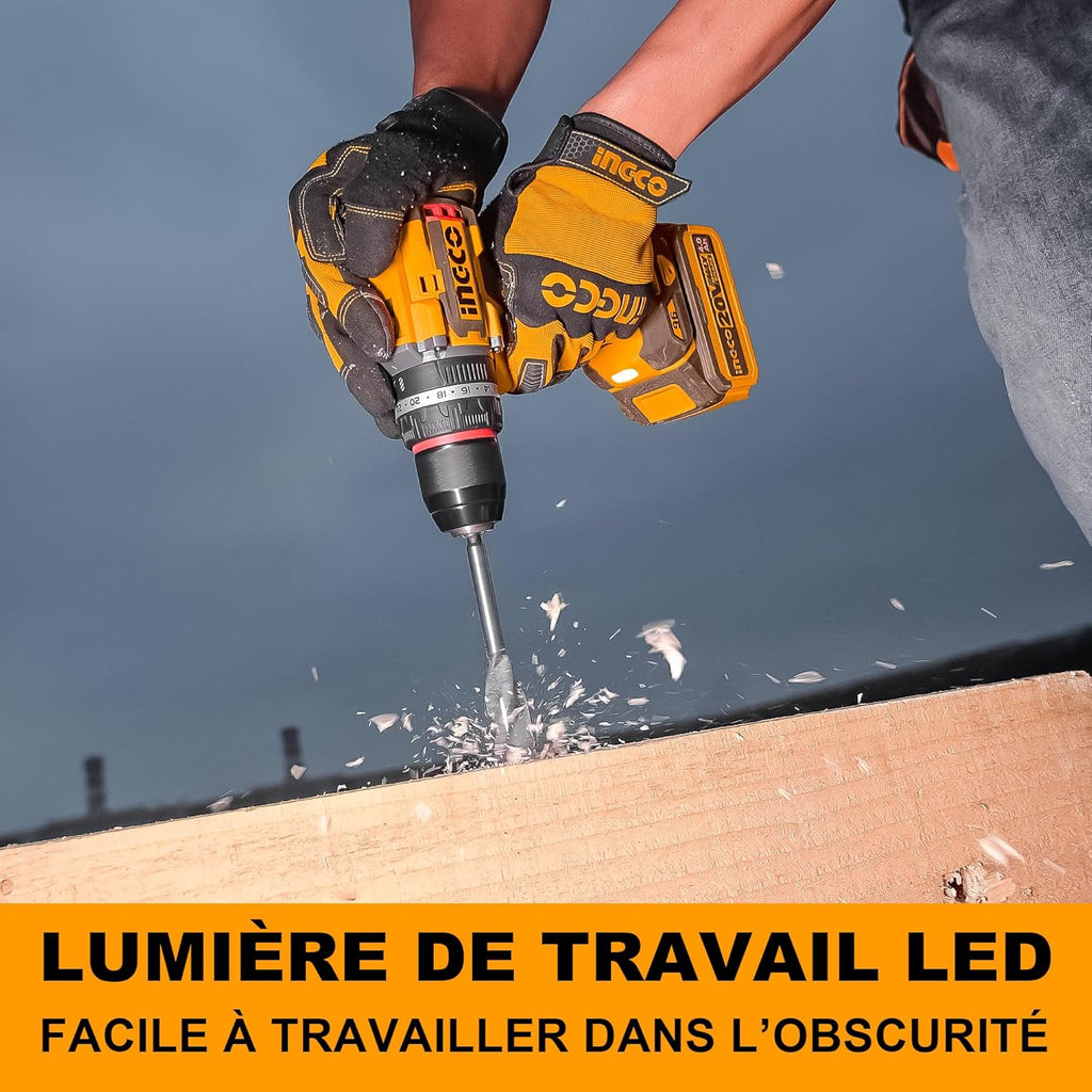 Perceuse-visseuse à percussion Brushless 20V 96Nm INGCO – CIDLI20968 – INGCO Maroc – vue 6