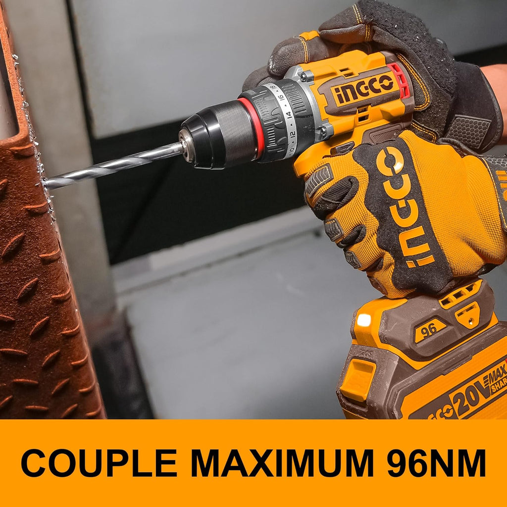 Perceuse-visseuse à percussion Brushless 20V 96Nm INGCO – CIDLI20968 – INGCO Maroc – vue 5