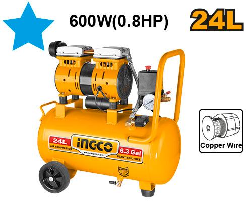INGCO COMPRESSEUR D'AIR SILENCIEUX 24L 600W 0,8HP [ACS175241] – INGCO Maroc