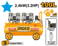 INGCO COMPRESSEUR SILENCIEUX 100L 2x200W 3.2HP [ACS2241001] – INGCO Maroc