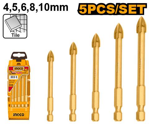 INGCO JEU DE 5 FORETS A VERRE 4MM,5MM,6MM,8MM,10MM NR [AKD7058]