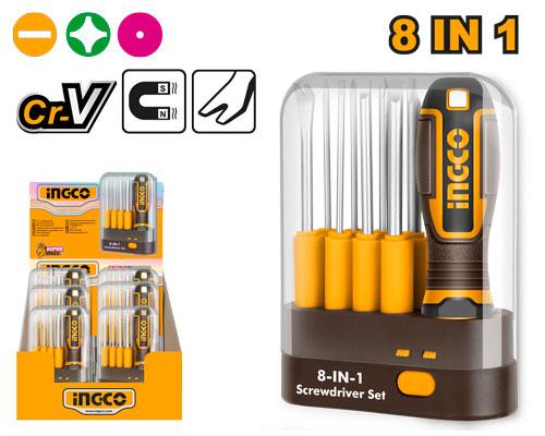 INGCO SET DE TOURNEVIS INTERCHANGEABLES 9 PCS [AKISD0901]
