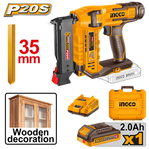 INGCO CLOUEUSE 20V +1 BATTERIE & CHARGEUR INGCO 25MM [CBNLI3606]