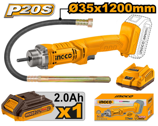 INGCO VIBREUR A BETON 20V + 1BATTERIE + 1AIGUILLE [CCVLI2023011]