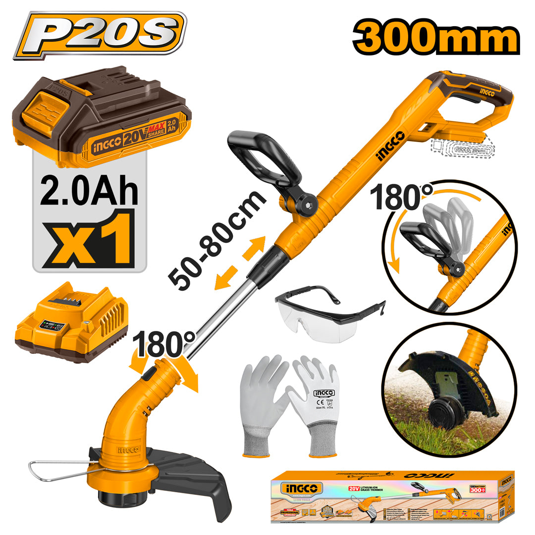 INGCO PACK DEBROUSSAILLEUSE 20V+BATTERIE+CHARGEUR [CGTLI20301] – INGCO Maroc