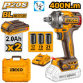 INGCO BOULONNEUSE A CHOC 400NM BRUSHLESS 20V+2BAT 2.0 [CIWLI2040] – INGCO Maroc