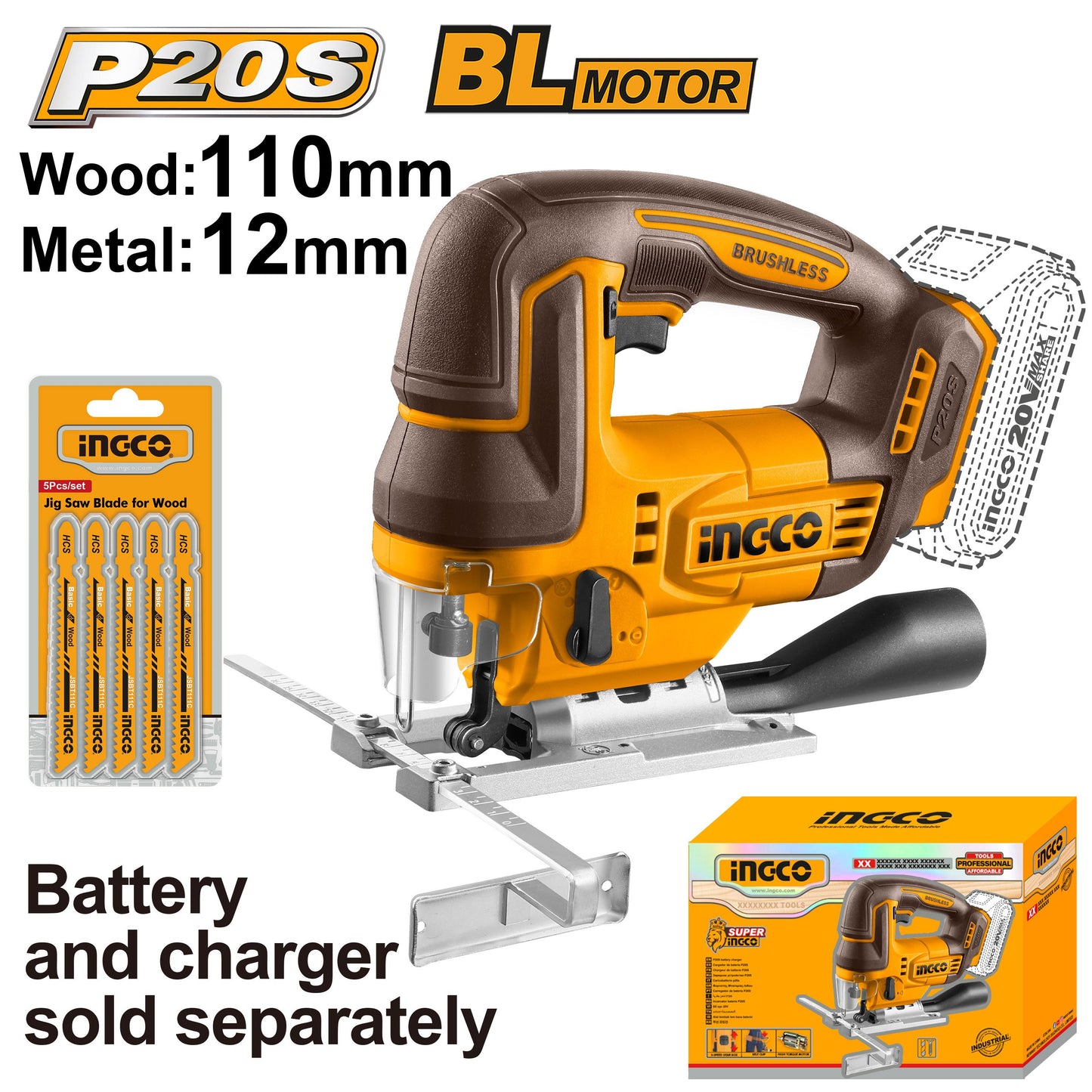 INGCO SCIE SAUTEUSE SANS FIL LITHIUM-ION 20V [CJSLI1008]