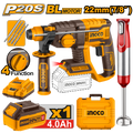 INGCO PACK MARTEAU PERFORATEUR 22MM 20V + MALAXEUR [COSLI240208] – INGCO Maroc