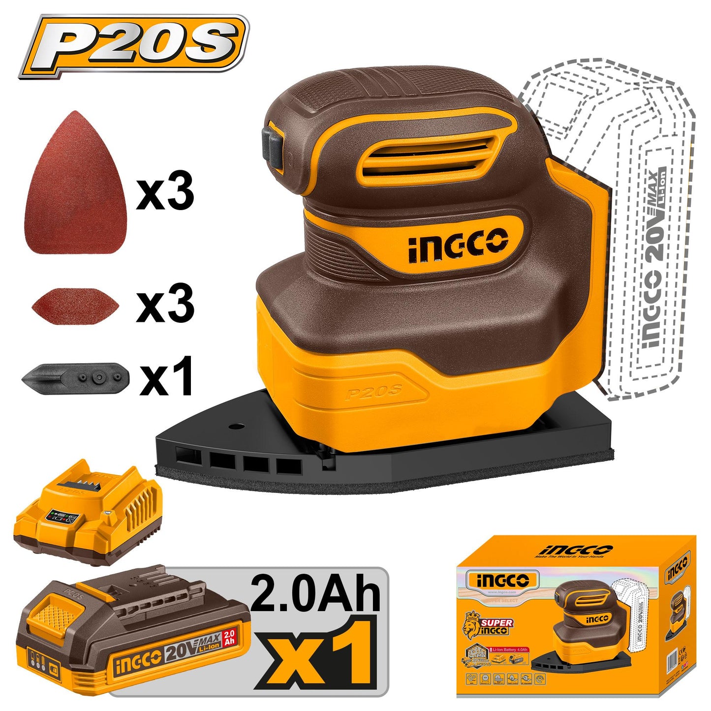 INGCO PONCEUSE À PALMIER SANS FIL 20V [CPSLI20141]