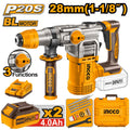 INGCO MARTEAU PERFORATEUR BRUSHLESS 20V SDS PLUS 28MM 2 BAT 5Ah [CRHLI202885] – INGCO Maroc
