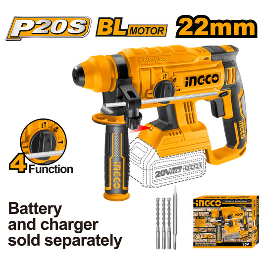 INGCO MARTEAU PERFORATEUR 22MM 20V (SANS BATTERIE) [CRHLI2201]