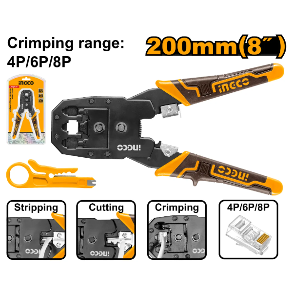INGCO PINCE RESEAU RG-45 [HMPC1468P]