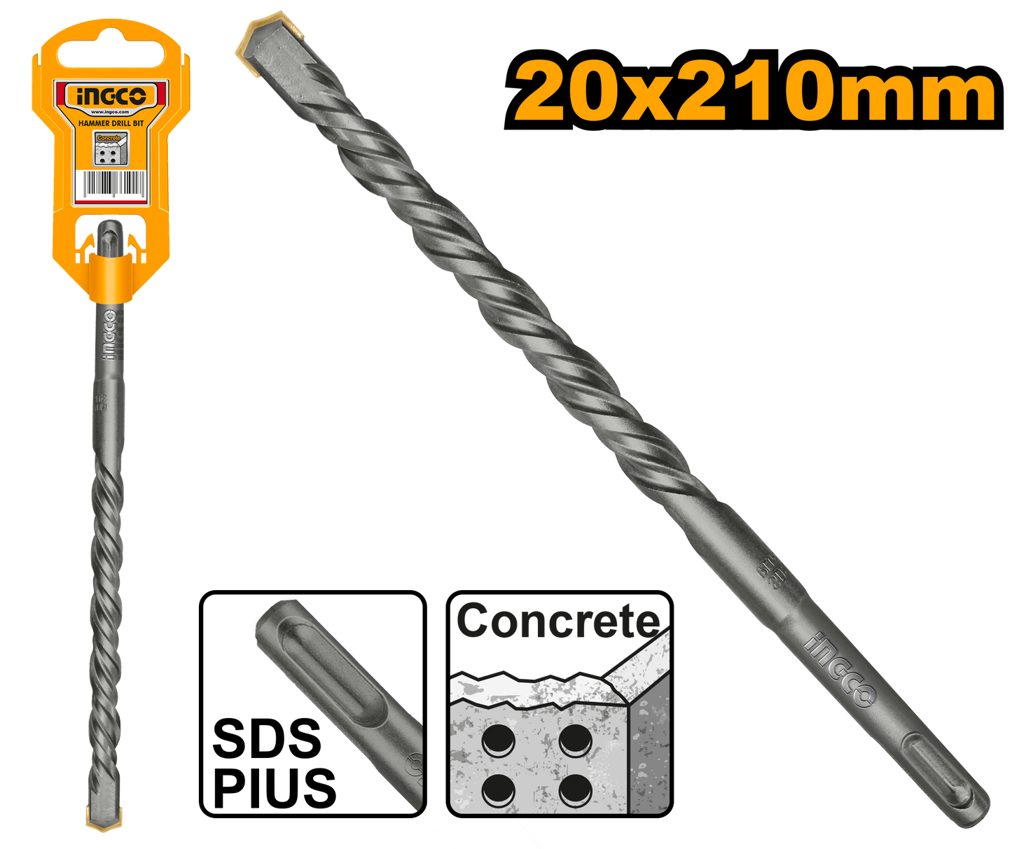 مثقاب البناء الصناعي SDS Plus مقاس 210 × 20 مم للخرسانة DBH1212001