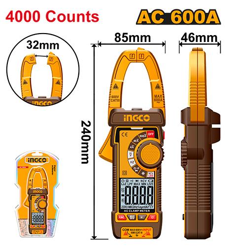 INGCO PINCE AMPERMETRIQUE NUMERIQUE AC 600A [DCM66001] – INGCO Maroc