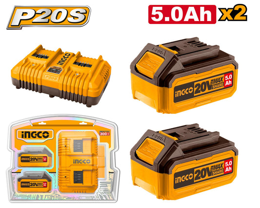 INGCO PACK 2 BATTERIES 5Ah + CHARGEUR [FBCPK2425]