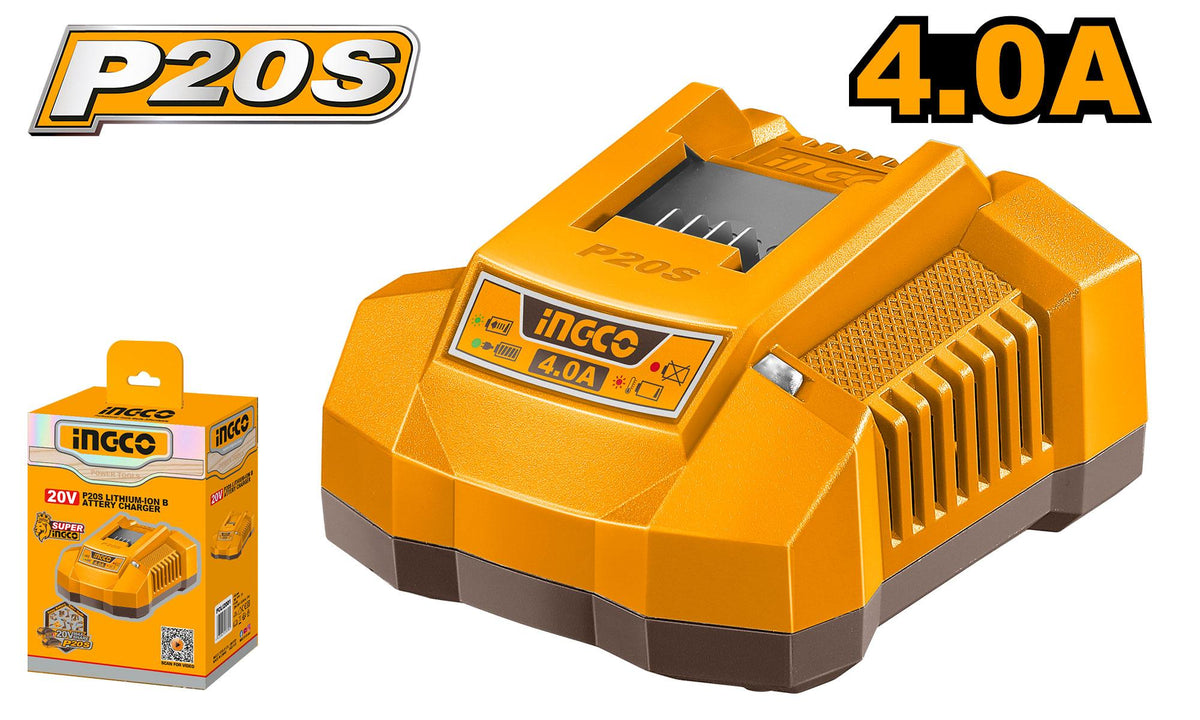 INGCO CHARGEUR A BATTERIE 20V 4,0A RAPIDE NR [FCLI20411] – INGCO Maroc