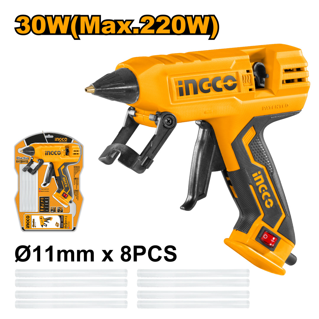 INGCO PISTOLET A COLLE 30W(220W) + 8 BATONNETS DE COLLE [GG308] – INGCO Maroc