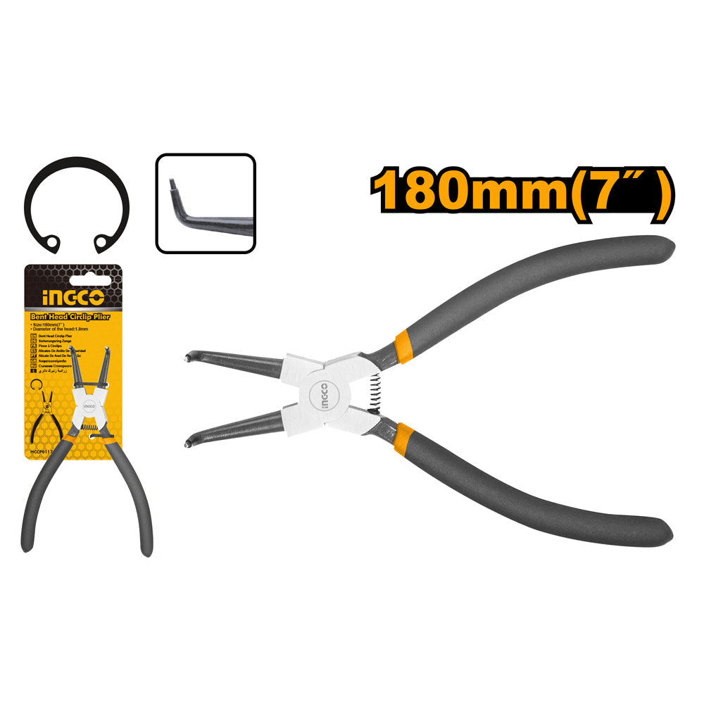 INGCO PINCE CIRCLIPS INTERIEUR A TETE COURBEE 180MM [HCCP011752]