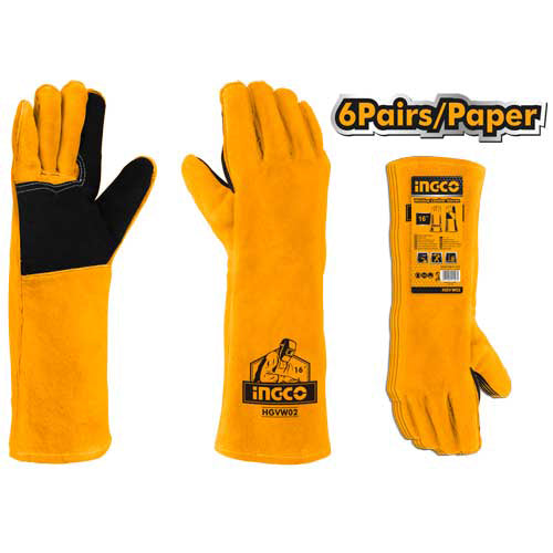 INGCO GANTS POUR SOUDAGE GANTS EN CUIR DE VEAU RETOURNE [HGVW02]
