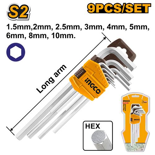INGCO CLES HEX SET DE 9 PIECES 1.5-10MM [HHK11091]
