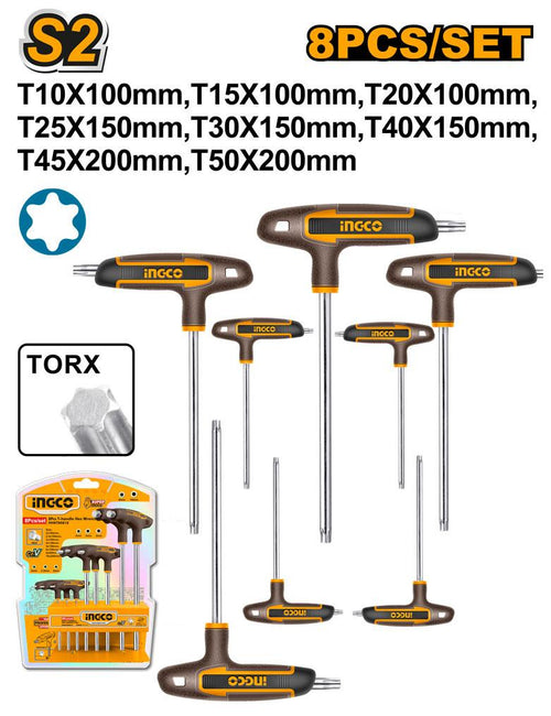 INGCO T-HANDLE TORX WRENCH SET 8 PCS [HHKT8083]