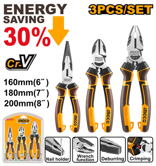 INGCO SET DE 3 PINCES HAUTE PERFORMANCE [HKHLPS2831]