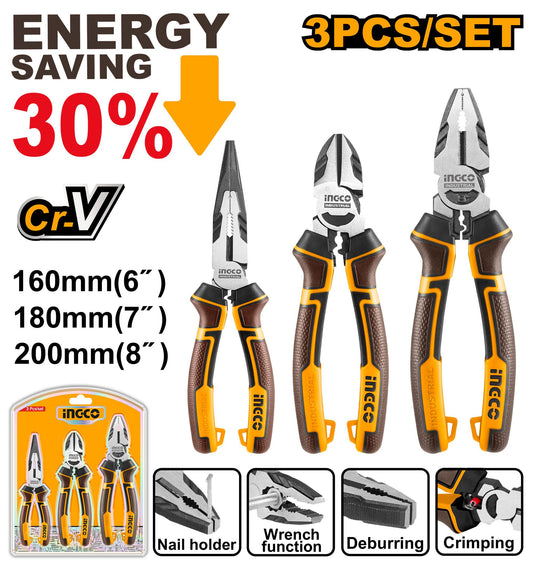 INGCO SET DE 3 PINCES HAUTE PERFORMANCE [HKHLPS2831]