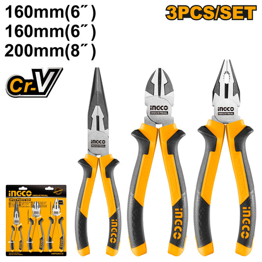 طقم كماشة CRV مكون من 3 قطع، كماشة مركبة طويلة الأنف، كماشة قطع HKPS28318