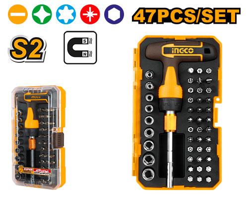 INGCO SET DE 47 PIECES POUR TOURNEVIS AVEC MANCHE EN T [HKSDB0478] – INGCO Maroc