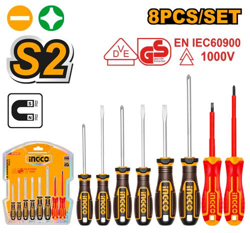 INGCO SET DE 8 TOURNEVIS ISOLES 1000V [HKSDS0838]