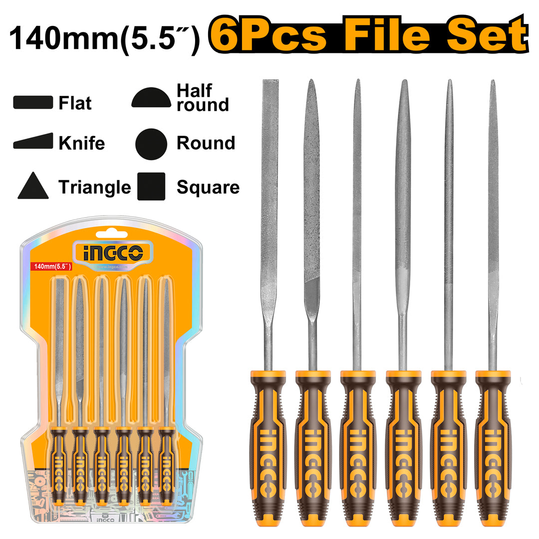 INGCO SET DE 6 LIMES ACIER 140MM [HKTF63] – INGCO Maroc