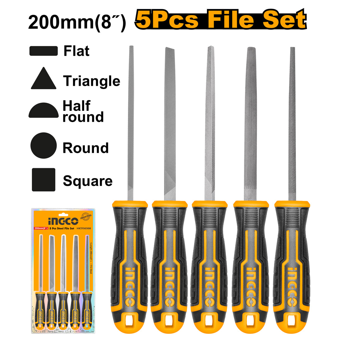 INGCO SET DE 5 LIMES EN ACIER 200MM [HKTFS0508] – INGCO Maroc