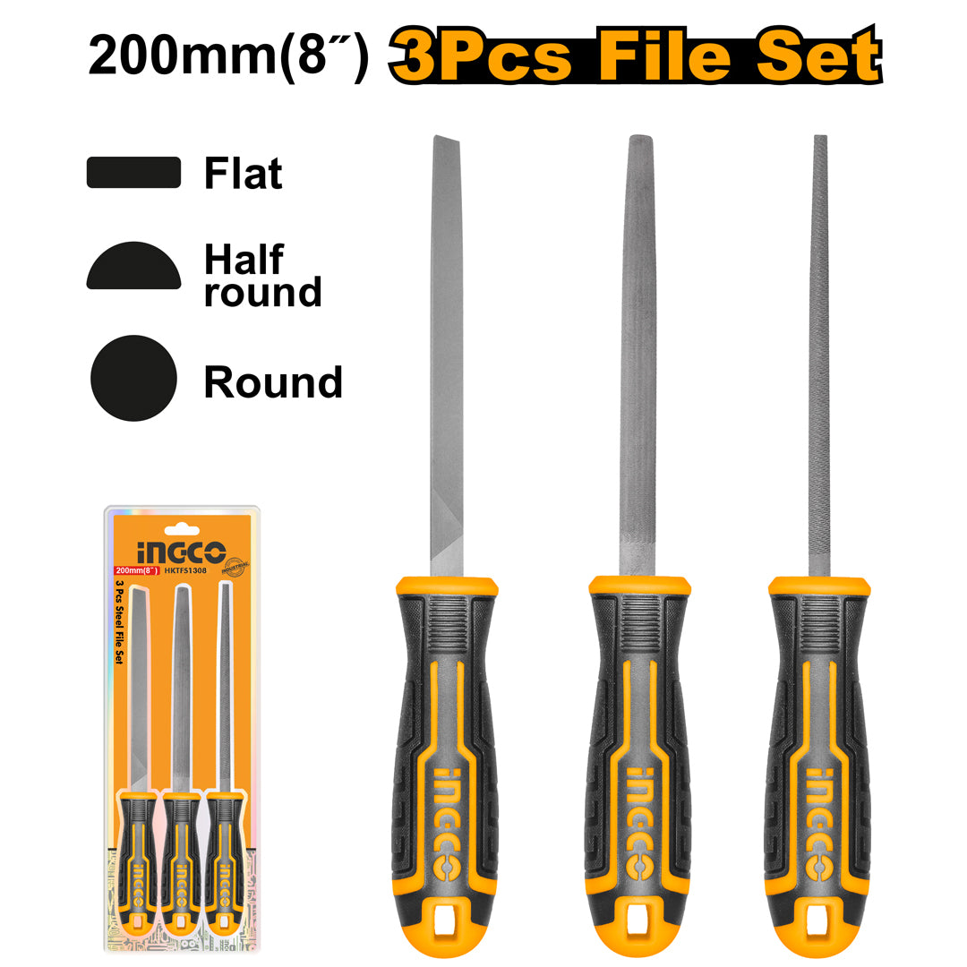 INGCO SET DE 3 LIMES EN ACIER 200MM [HKTFS1308] – INGCO Maroc