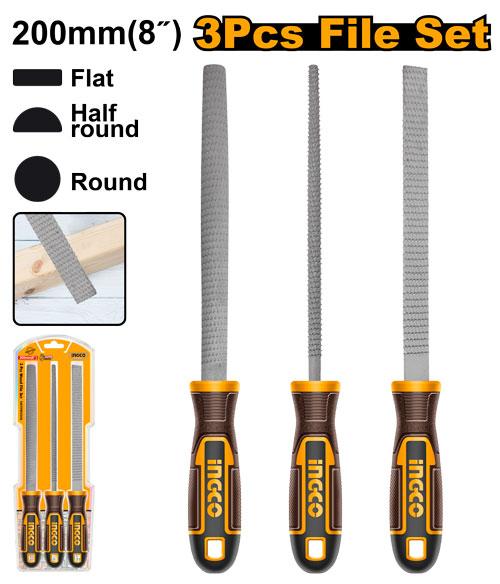 INGCO SET DE 3 LIMES A BOIS 200MM [HKTFW0308]