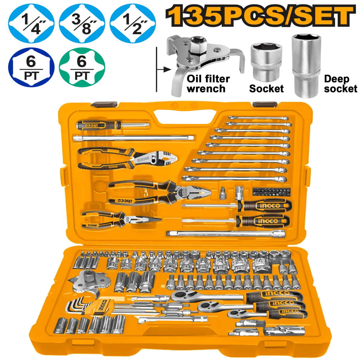 INGCO COFFRET A OUTILS 135 PCS [HKTHP21351] – INGCO Maroc