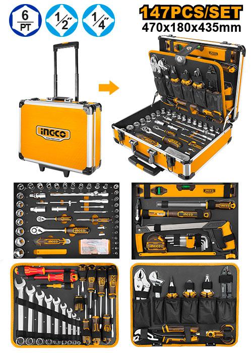 Valise d'outils à main 147 pièces INGCO en coffret aluminium – INGCO Maroc