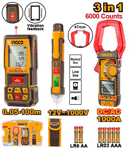INGCO PACK TELEMETRE LASER + MULTIMETRE + DETECTEUR TENSION [HLDD241202] – INGCO Maroc
