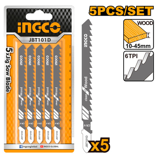 INGCO JEU DE 5 LAMES SCIE SAUTEUSE POUR BOIS [JBT101D]