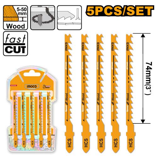 INGCO LAMES SCIE SAUTEUSE 5 PCS POUR BOIS (DENTS74MM) [JBT244D]
