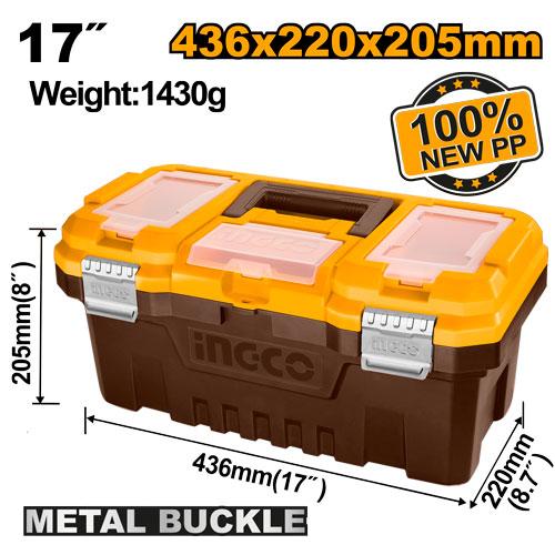 INGCO BOITE A OUTILS PVC CHARNIERES METAL 14'' [PBX1402]