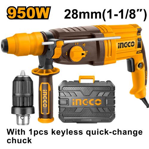 INGCO MARTEAU PERFORATEUR 28MM 950W + MANDRIN 13MM NR [RGH9528-2] – INGCO Maroc