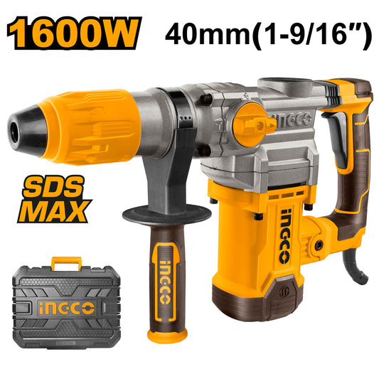 INGCO MARTEAU PERFORATEUR SDS MAX 1600W 38MM + 4 FORETS [RH1600388]