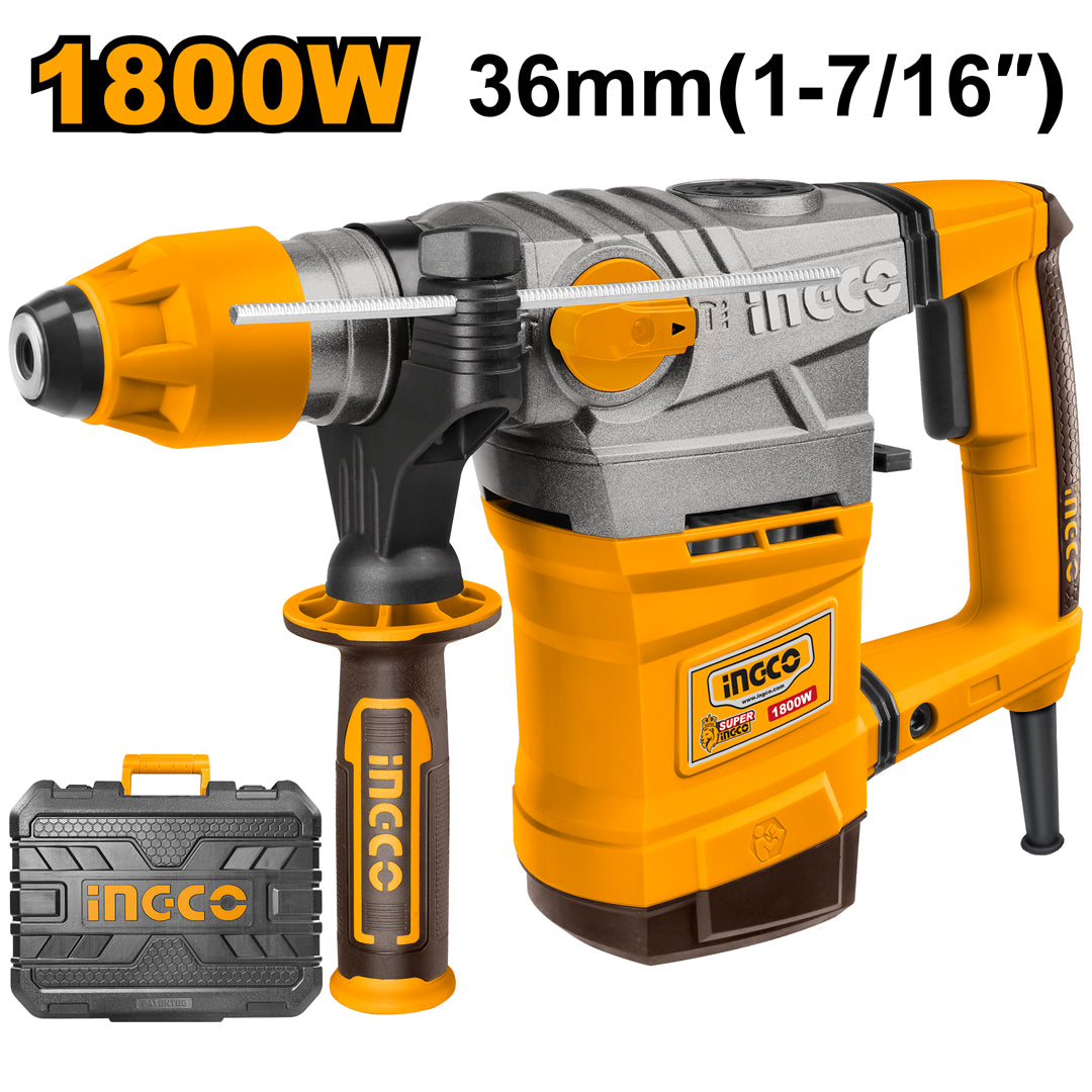 INGCO MARTEAU PERFORATEUR SDS PLUS 1800W 36MM + 5 ACCESSOIRES [RH18008] – INGCO Maroc
